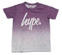 Fialovo-bílé tričko s logem Hype
