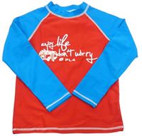 Červeno-modré UV triko s nápisy 