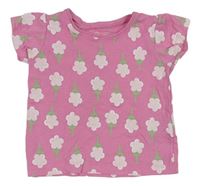 Růžové květované tričko Primark