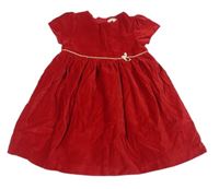 Červené sametové manšestrové šaty s mašlí John Lewis