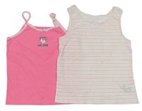 2x Neonově růžová košilka s jednorožcem + Bílo-zelená pruhovaná košilka Primark