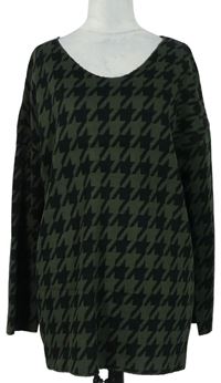 Dámský černo-khaki vzorovaný svetr 