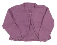 Fialový pletený propínací svetr