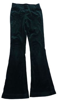 Smaragdové flare sametové kalhoty COOLCAT