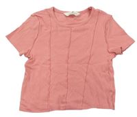 Růžové žebrované crop tričko H&M