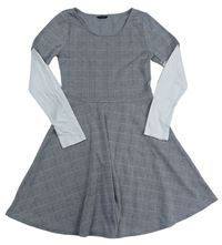 Černo-světlešedo-bílé kostkovano/kárované vzorované šaty M&Co