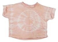 Růžovo-bílé batikované crop tričko F&F
