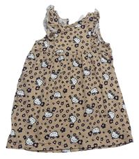 Hnědé šaty s leopardím vzorem a Hello Kitty zn. H&M