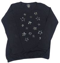 Černé triko s hvězdičkami Tchibo