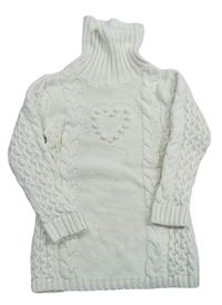 Krémové svetrové šaty s rolákem a copánkovým vzorem Vertbaudet
