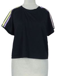Dámské černé sportovní tričko s pruhy Primark 