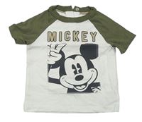 Bílo-khaki tričko s Mickeym C&A