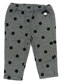 Šedo-černé vzorované podšité kalhoty s puntíky