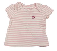 Růžovo-bílé pruhované tričko s beruškou zn. Mothercare