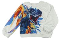 Bílo-barevná mikina s dinosaurem Shein