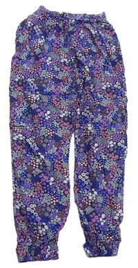 Tmavomodro-květované lehké kalhoty M&S
