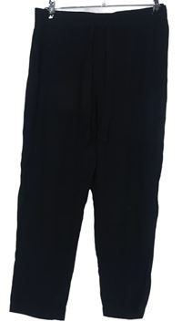 Dámské černé volné crop kalhoty s páskem Primark 