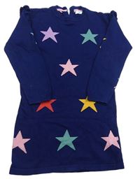 Tmavomodré pletené šaty s hvězdami Next