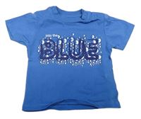 Modré tričko s nápisem a bublinkami KANZ