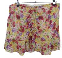 Dámská barevná květovaná šifonová sukně se stahováním Bershka 