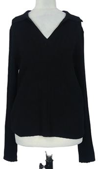 Dámský černý žebrovaný svetr s límečkem New Look 
