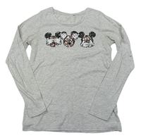 Světlešedé triko s Mickey Mousem z flitrů 