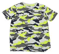 Bílo-šedo-neonové army tričko F&F