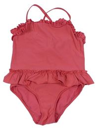 Růžové jednodílné plavky s volánky H&M