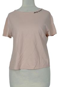 Dámské světlerůžové crop tričko s nápisem H&M