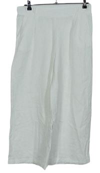 Dámské bílé lněné culottes kalhoty 