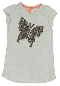 Bílé třpytivé tričko s motýlem Next