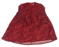 Červeno-tmavomodro-růžové vzorované šifonové žabičkové šaty M&S