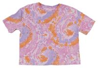 Růžovo-oranžové vzorované crop tričko Primark 