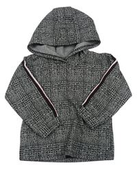 Černo-bílý vzorovaný svetr s kapucí Matalan
