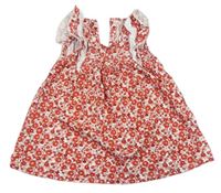 Bílo-červené květované šaty s volánky a madeirou Matalan