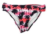 Bílo-neonově růžové plavkové kalhotky s palmami 