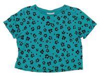 Tyrkysové crop tričko s leopardím vzorem Matalan