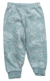 Mentolové květované fleecové kalhoty Primark