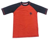 Černo-červené UV tričko s palmou 