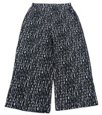 Černo-šedo-bílé vzorované culottes kalhoty F&F
