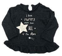Černý lehký pletený svetr s nápisy a hvězdou George