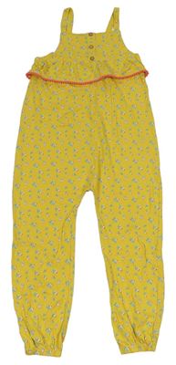 Okrový květovaný bavlněný kalhotový overal Matalan