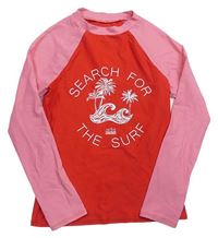 Růžovo-červené UV triko s palmami M&S
