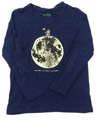 Tmavomodro-barevné melírované triko s měsícem Tchibo