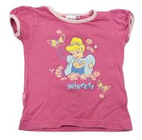 Růžové tričko s Popelkou s flitry Disney