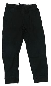 Černé plátěné cuff kalhoty s úpletovým pasem Denim Co.