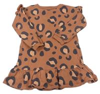 Hnědé teplákové šaty s leopardím vzorem F&F