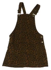 Hnědé manšestrové laclové šaty s leopardím vzorem F&F