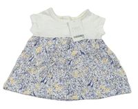 Bílo-modro-květované bavlněné šaty Next