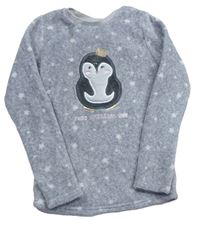 Šedé hvězdičkované chlupaté pyžamové triko s tučňákem F&F